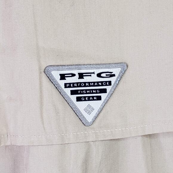 Columbia Shirt PFG Men's Large Beige Button Up Short Sleeve Vented Fishing - Picture 7 of 11